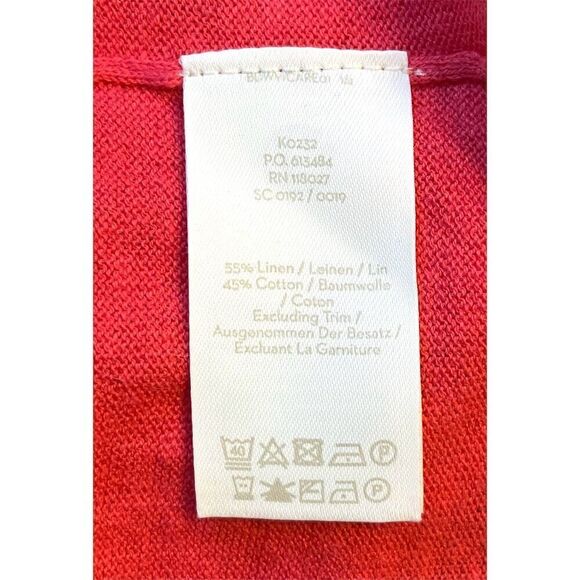 Boden Women's Linen V-Neck Pullover Sweater M Coral Pom-Pom Trim Casual Knit - Picture 11 of 13